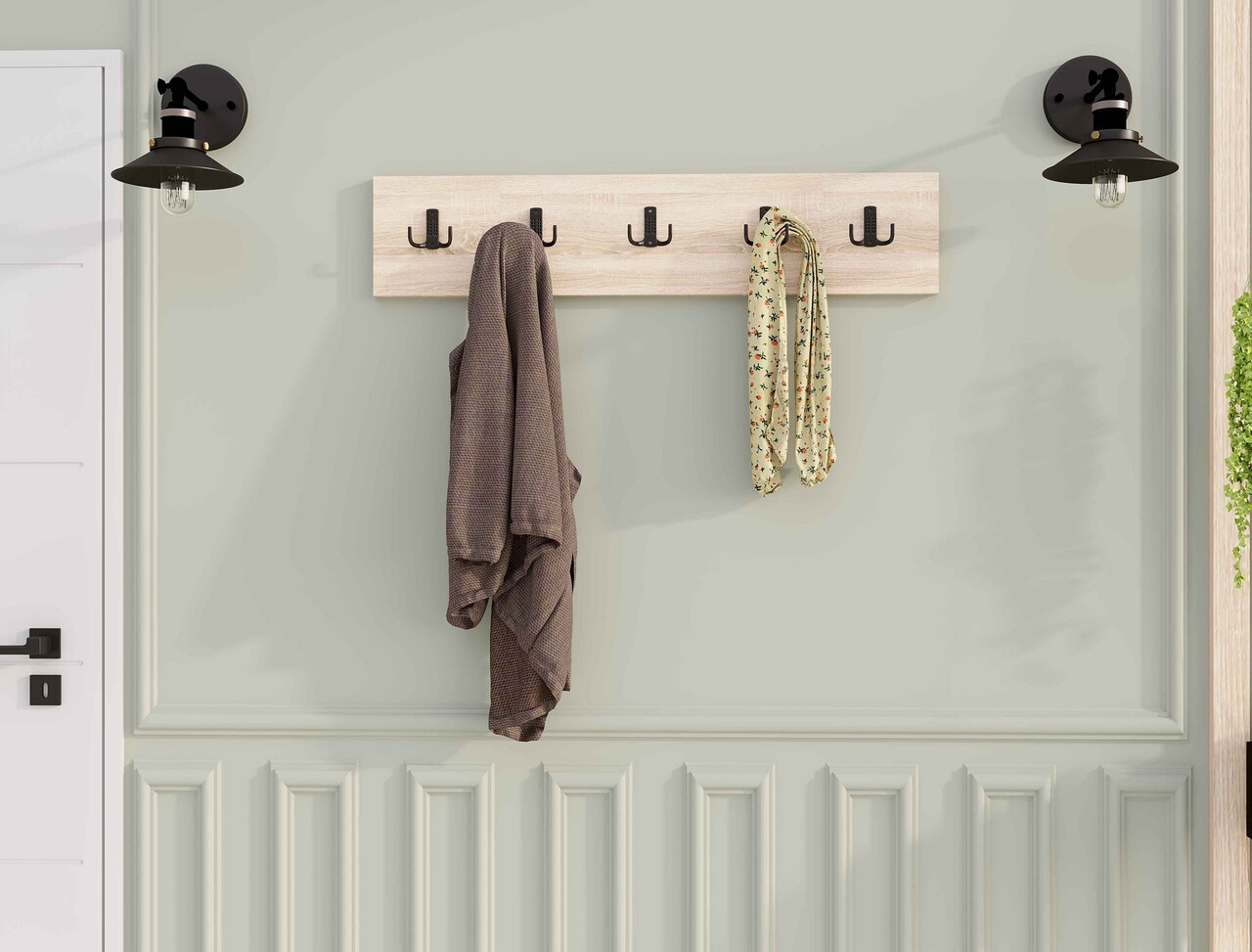 Cuier de perete, Hanah Home, Beşli, 80x17x1.8 cm, Maro - imagine 4